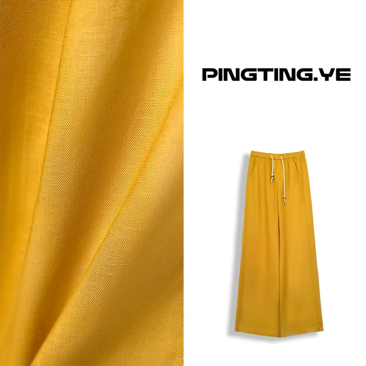 PINGTING.YE天丝亚麻老钱风垂感洋气时髦休闲直筒裤PT3362