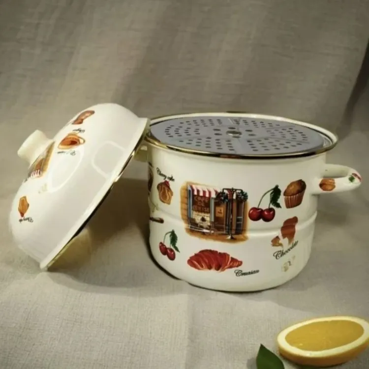 24cm双层搪瓷家用蒸锅