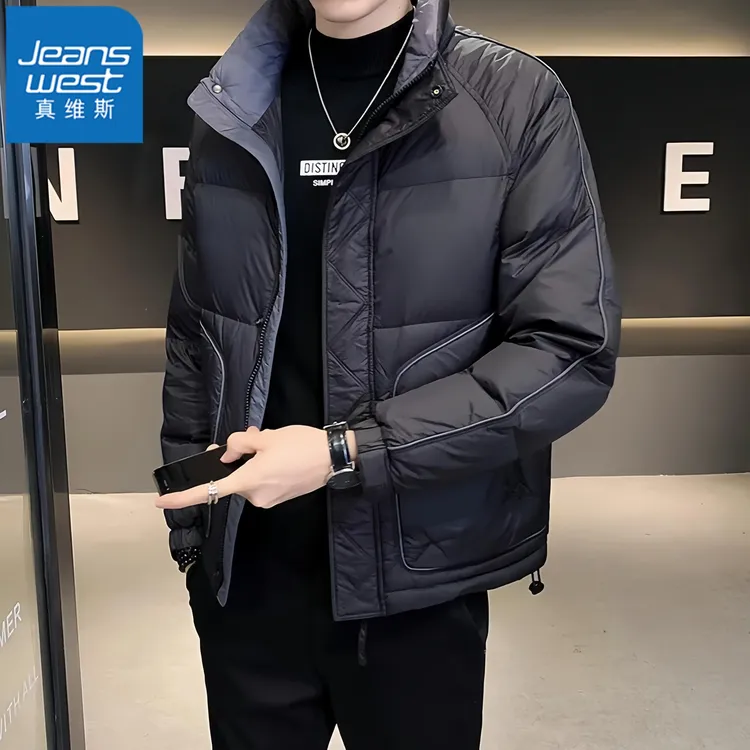 真维斯Jeanswest男士轻薄羽绒服秋冬季新款时尚休闲夹克立领外套 