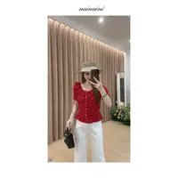 奈奈妮【甜心玫玫】T恤上衣女2025小个子夏季新款红色显瘦百搭63560