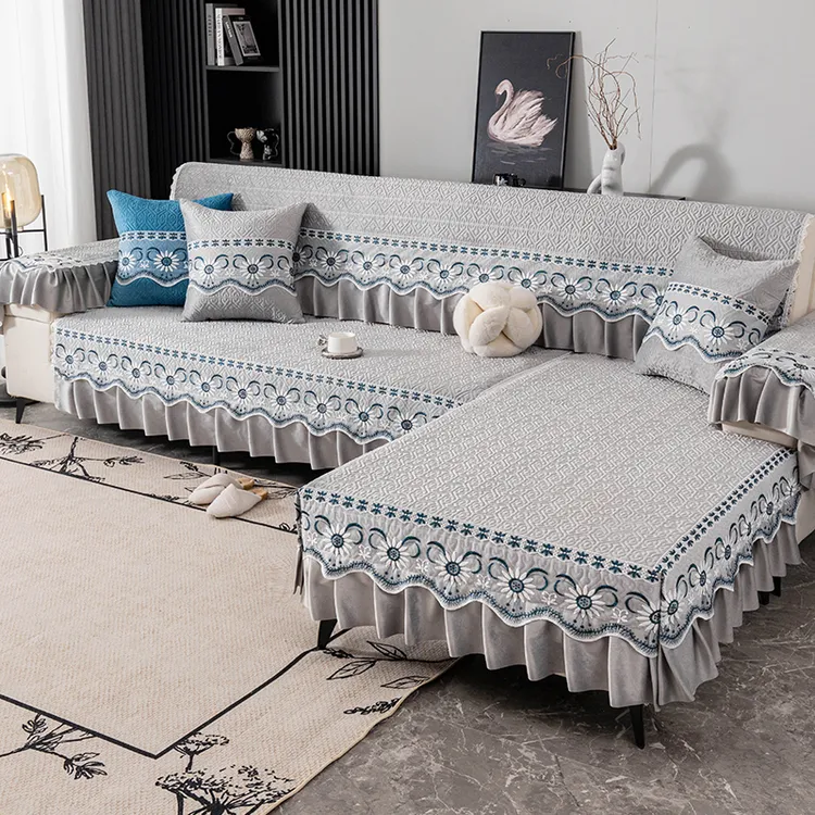 荷兰绒沙发垫高档冬季沙发垫防滑耐磨直排贵妃沙发垫保暖现代简约