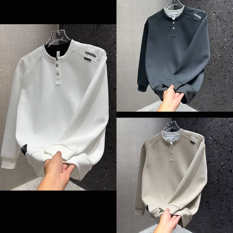 【高级感时尚卫衣上衣长袖】双色领口设计款男士秋冬季卫衣87730款