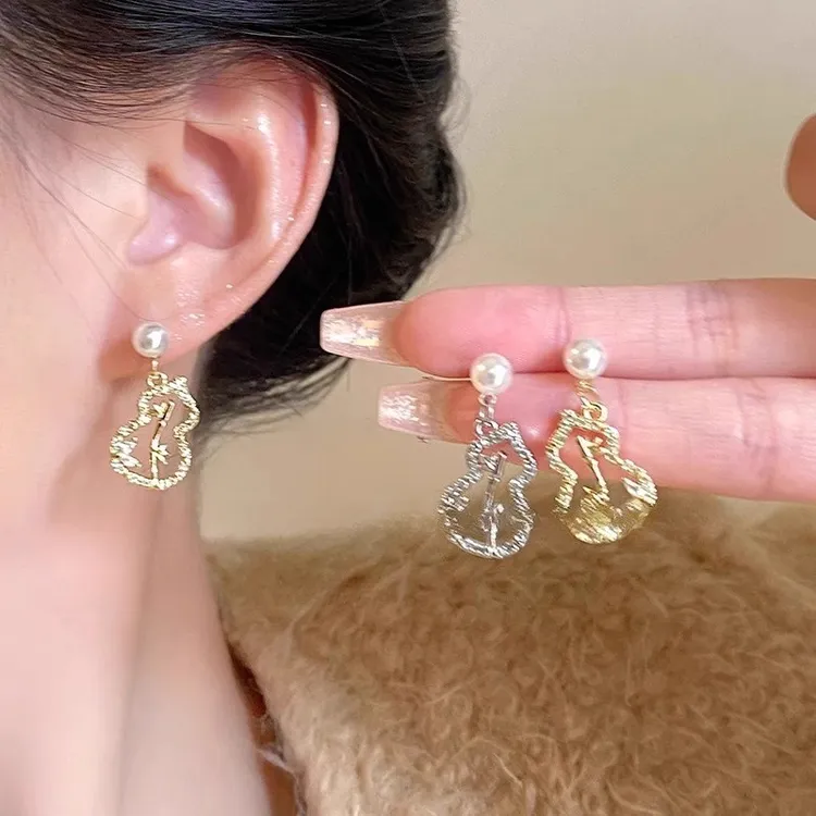 金色葫芦耳环女轻奢高级感银针耳钉气质独特绝美耳饰春夏1526