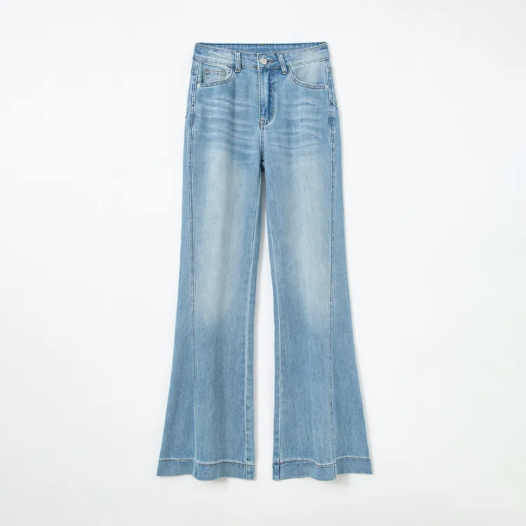 【OS】蓝色微喇牛仔裤女夏2025年高腰复古显瘦喇叭马蹄裤子女BJ209