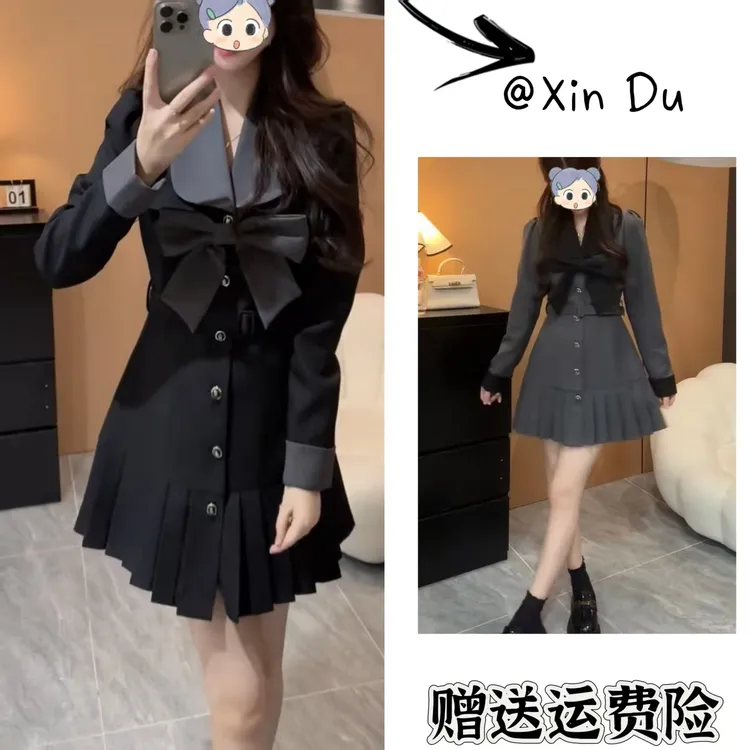 2025秋季新款时尚显瘦气质女士网红洋气连衣裙百搭款D23232
