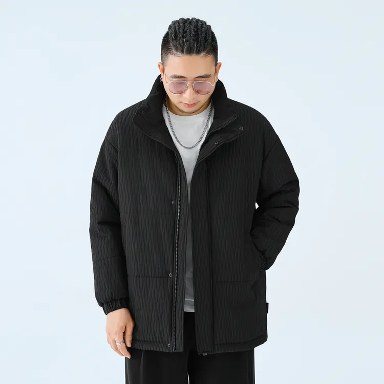 半墨大码男装肌理感立领棉服胖子冬季宽松保暖棉衣短款外套男3286