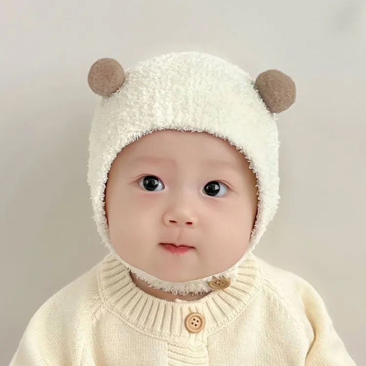2025婴儿帽子秋冬款超萌宝宝包头帽新生儿可爱护耳冬天保暖毛绒帽