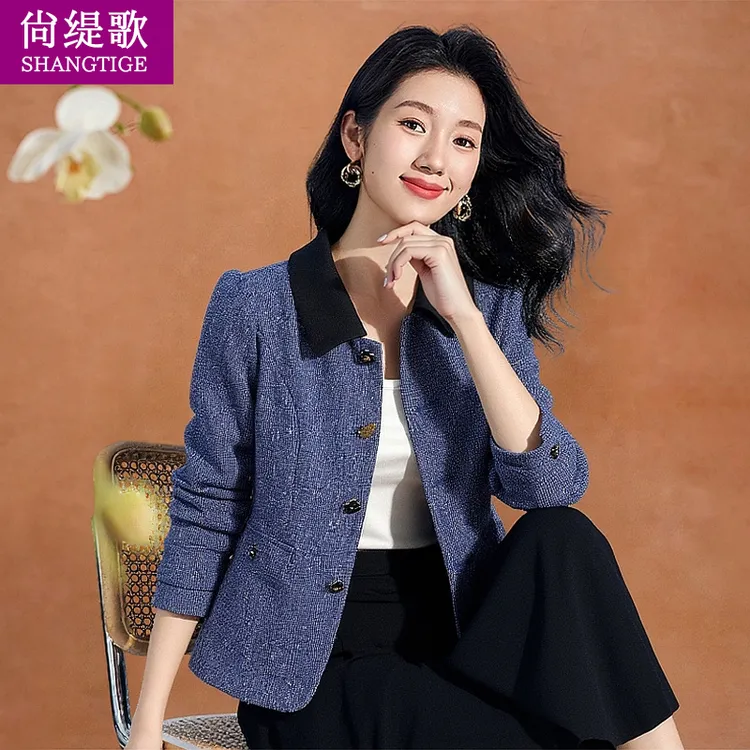 高端大气上档次小香风西装薄外套女春秋妈妈小个子阔太太独特漂亮