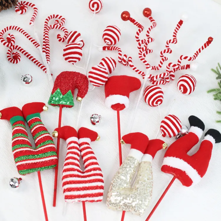 悦木（圣诞节）扭扭棒装饰品毛绒糖果手杖鞋子节日派对布置用品