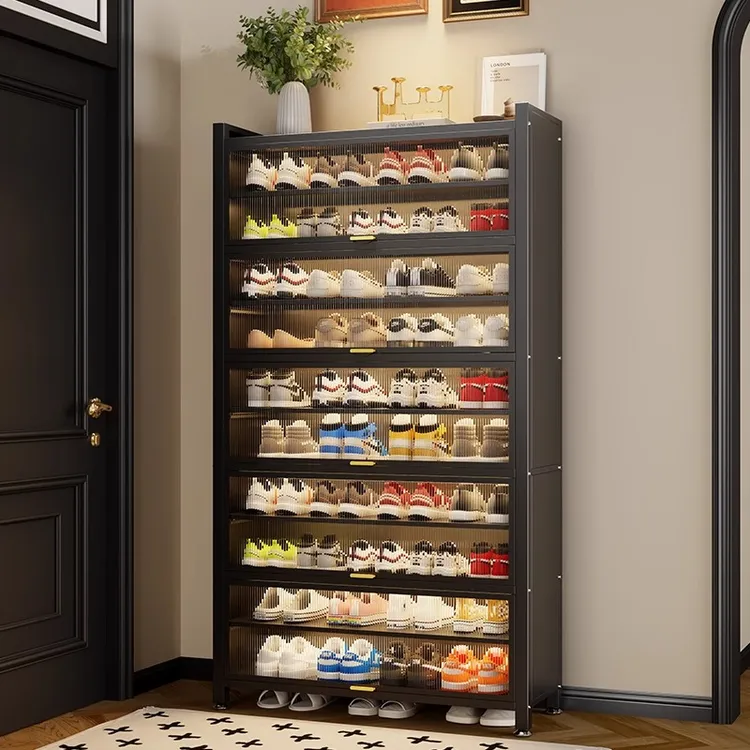 防尘鞋柜家用门口大容量多层钢制收纳柜玄关入户一体靠墙落地鞋架
