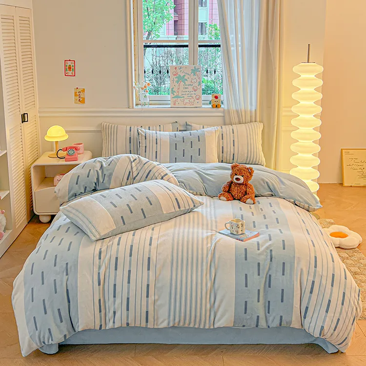 2025新款A类高克重雕花牛奶绒四件套加厚牛奶绒套件 轻奢加绒套件