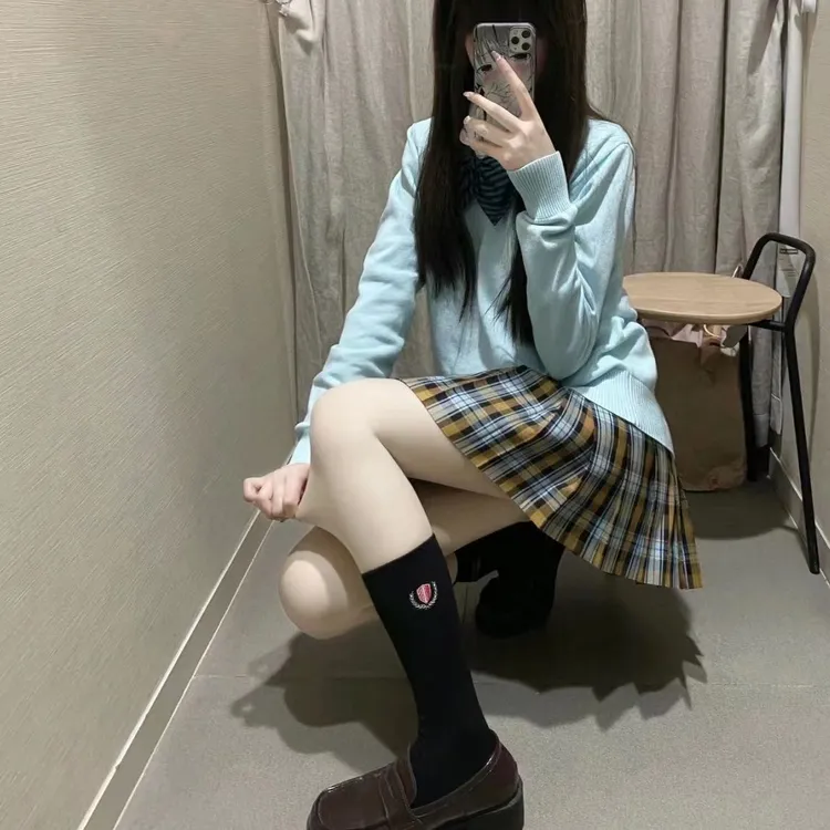 秋刀鱼格裙短裙春夏半身裙日系制服学院风裙42裙长（2单包运)