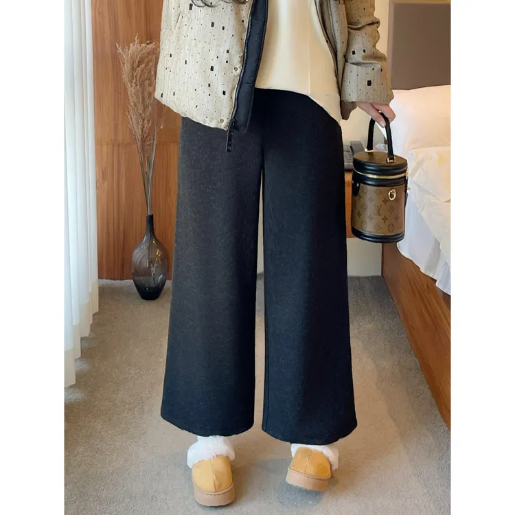 花契“奥斯陆雾”大码女装冬季百搭200斤胖mm韩系九分呢裤子4376-X