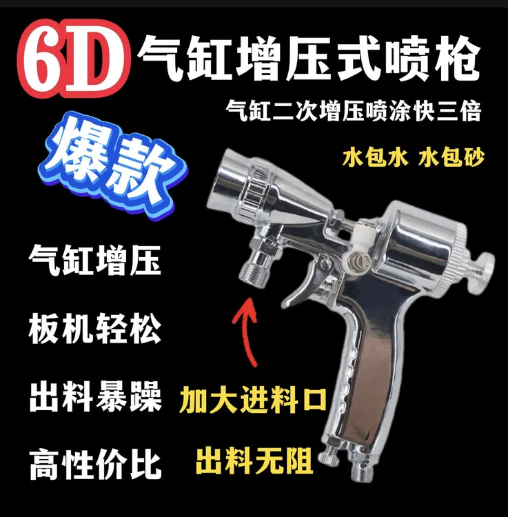 气缸式6D仿石漆喷枪水包砂多彩漆专用喷涂工具