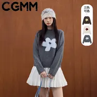 CGMM/橱柜密码秋冬新款慵懒风甜美百搭针织宽松圆领毛衣DSOMB5226