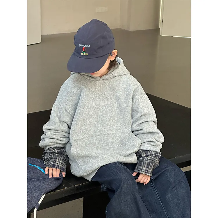 柒号童仓儿童秋冬款卫衣中大童连帽假两件上衣男童外套女童韩版