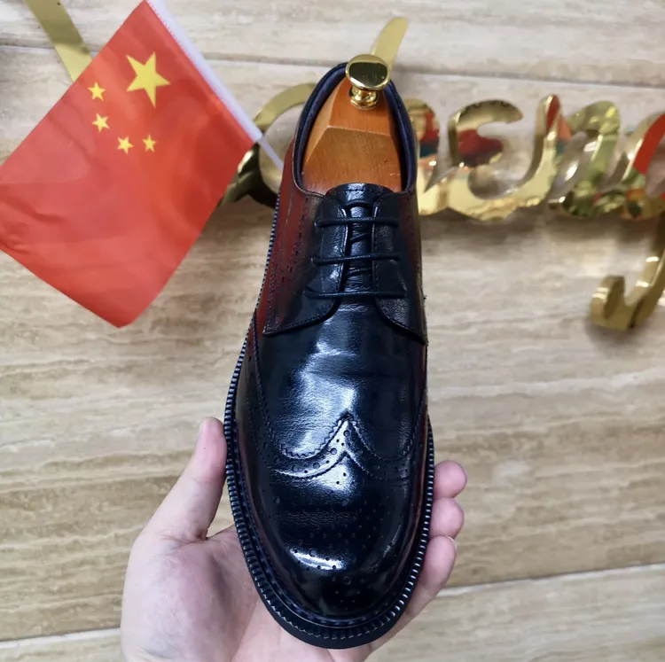 34码起布洛克经典商务休闲正装糸带男鞋英伦风男士真皮皮鞋单鞋