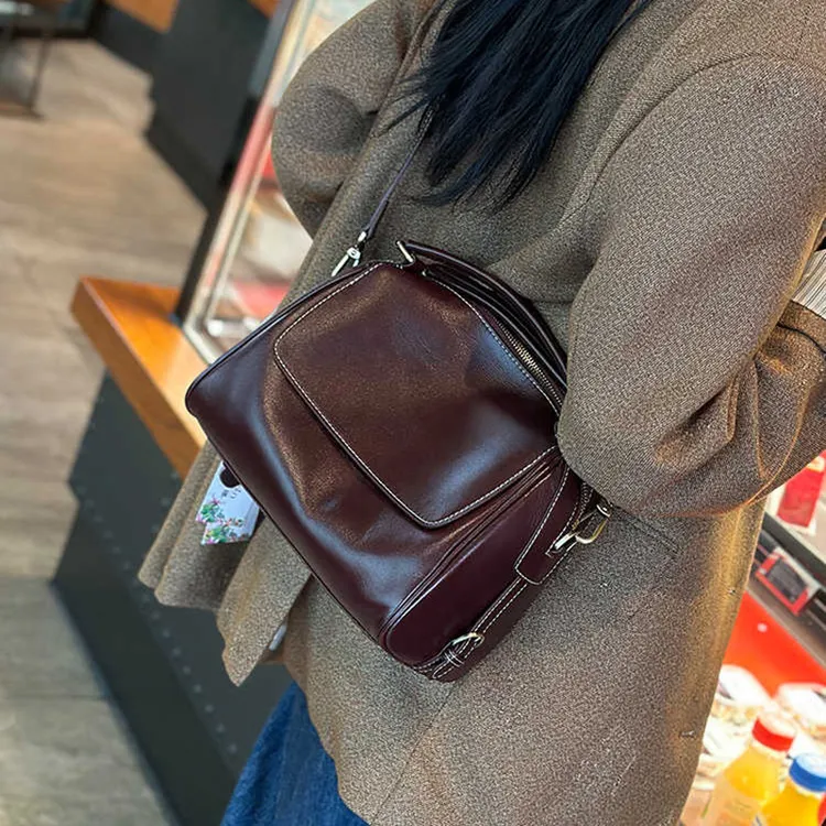 牛皮真皮手提包女2025新款百搭大容量枕头包高级感时尚单肩斜挎包