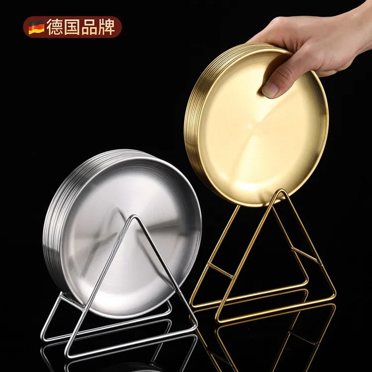 金色不锈钢吐骨碟家用餐盘垃圾残渣碟多功能小吃盘零食碟子盛骨碟