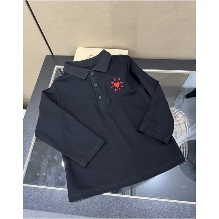 【黑色polo】纯色春秋吸汗欧若假日风POLO衫宽松型男女童装长袖上衣