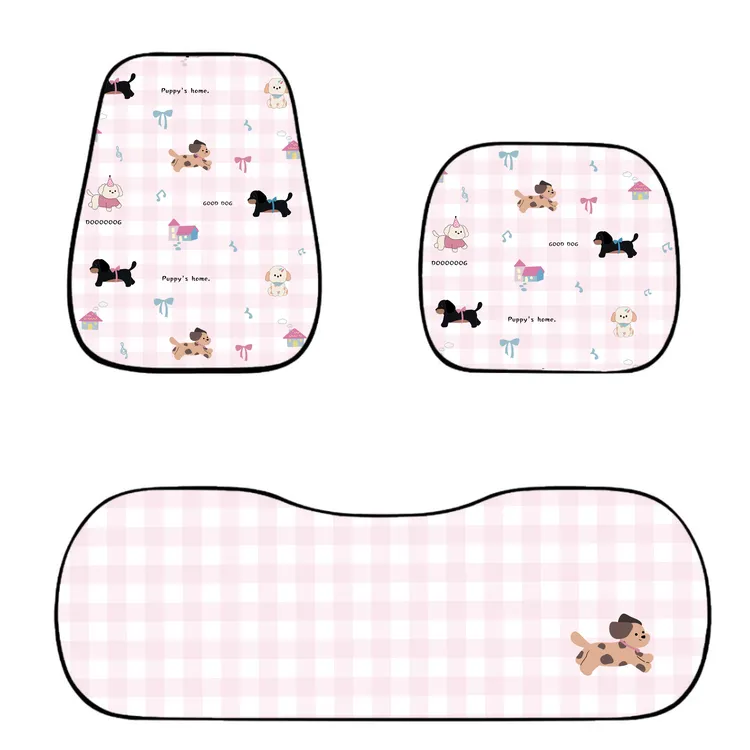 新款汽车坐垫四季通用卡通小狗可爱车座套女士车内座垫透气座椅套