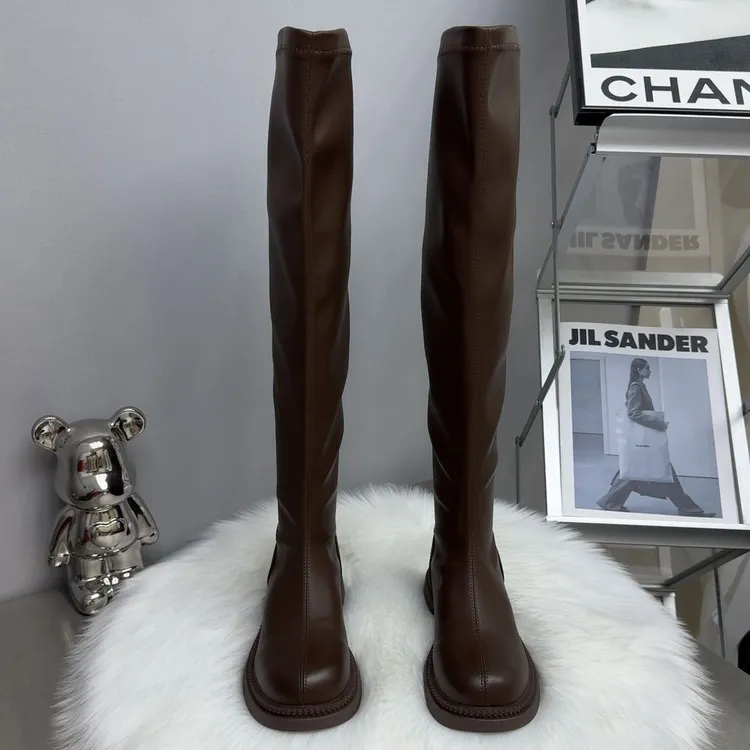 美拉德过膝靴子2025秋冬长筒靴高个子新款高筒骑士百搭显瘦过膝靴