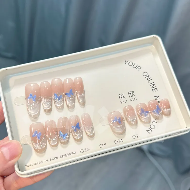 猫眼蝴蝶- painted clear bow 纯手工穿戴甲 10片装