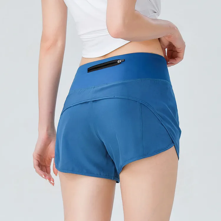 马拉松口袋女瑜伽lulu假两件短裤短裤健身跑步运动速干防走光训练