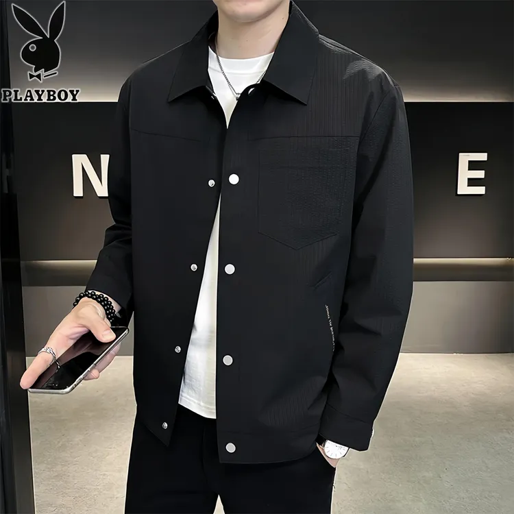 PLAYBOY/花花公子夹克男士工装外套春秋季新款休闲翻领商务上衣潮