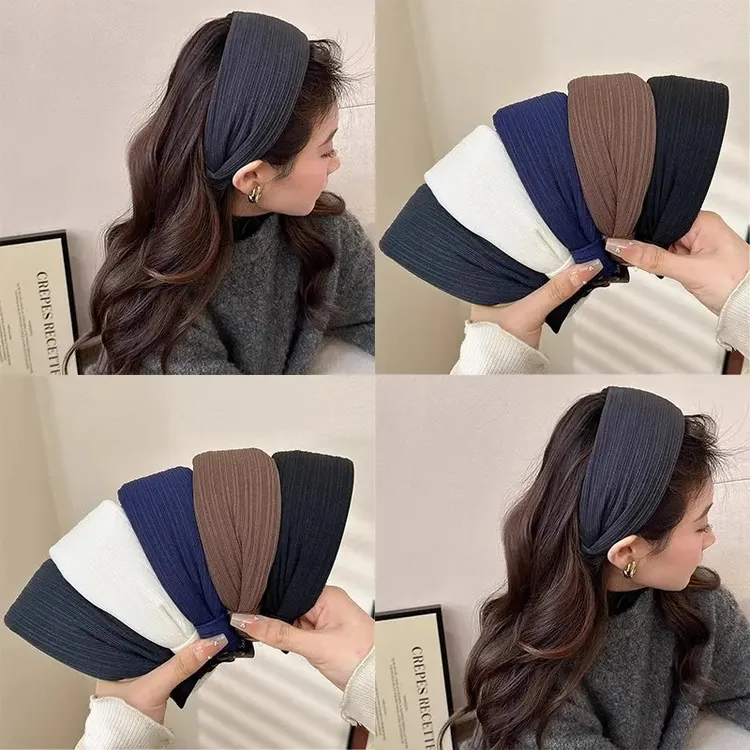 加厚高级感宽边发箍女2025新款高颅顶毛线发卡发饰防滑不压发头箍