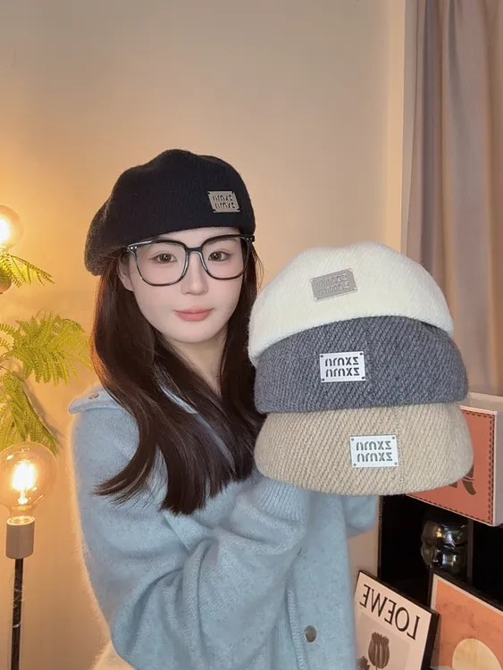 秋冬经典日系贝雷帽黑色百搭休闲时尚复古大头围显脸小前进帽子女