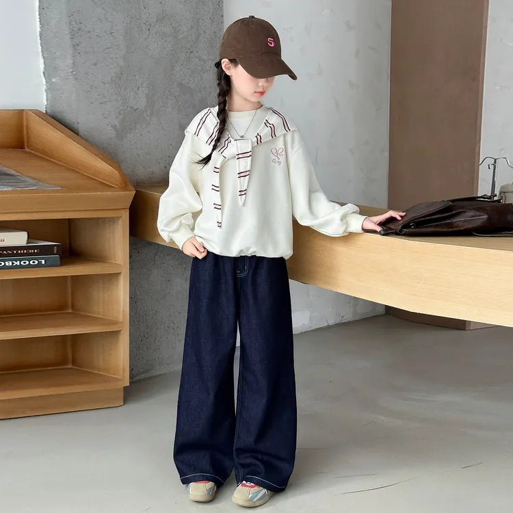 女童秋装套装2025新款洋气大童韩系穿搭卫衣6-12岁春秋儿童牛仔裤