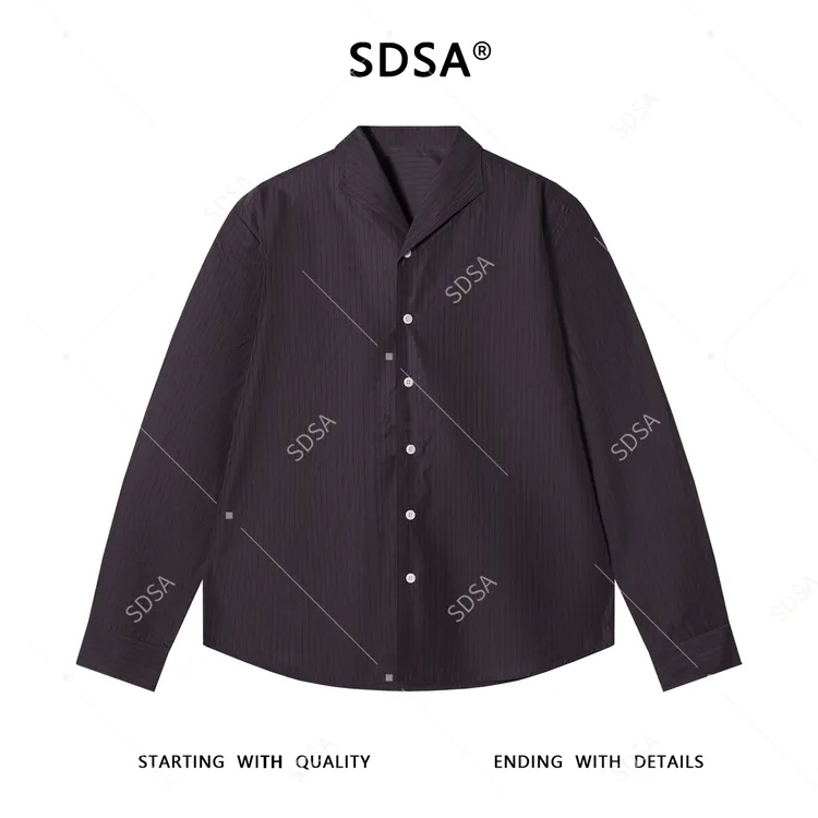 SDSA男士秋冬新款痞帅男装复古撞色竖纹长袖衬衫百搭商务时尚衬衣
