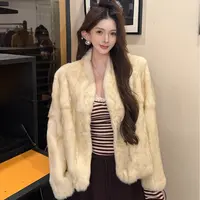 GUIDI GUDI【雪莱冰山】慵懒时尚重工毛毛贵妇设计师外套/黄加蓝 