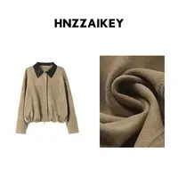 HNZZAIKEY 美式复古皮领仿麂皮外套2025秋季新款上衣N426C