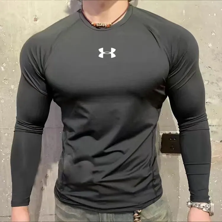 UA美式新款紧身衣速干透气健身跑步男女打底压缩训练长袖加绒套装