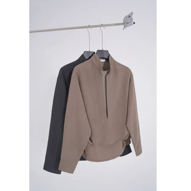 FCC【设计感叠穿假两件】秋季时尚宽松休闲百搭男生假两件套头衬衣