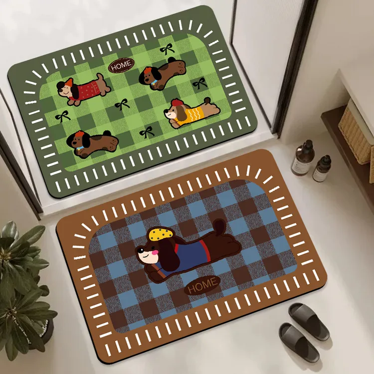 复古格子卡通浴室吸水地垫软硅藻泥卫生间门口防滑脚垫子厕所地毯