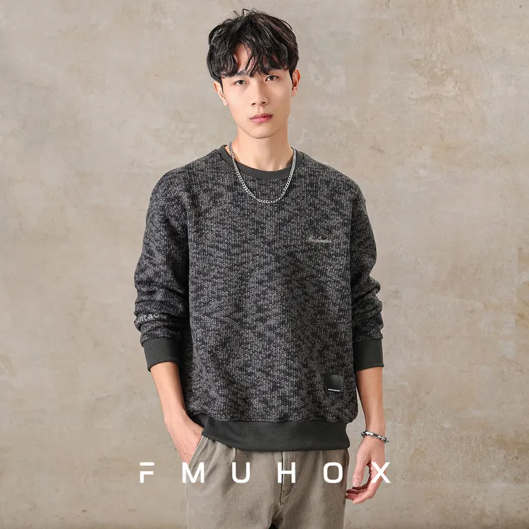 @放牧火星 高端美式重磅复古针织卫衣男秋季潮牌宽松大码百搭外套