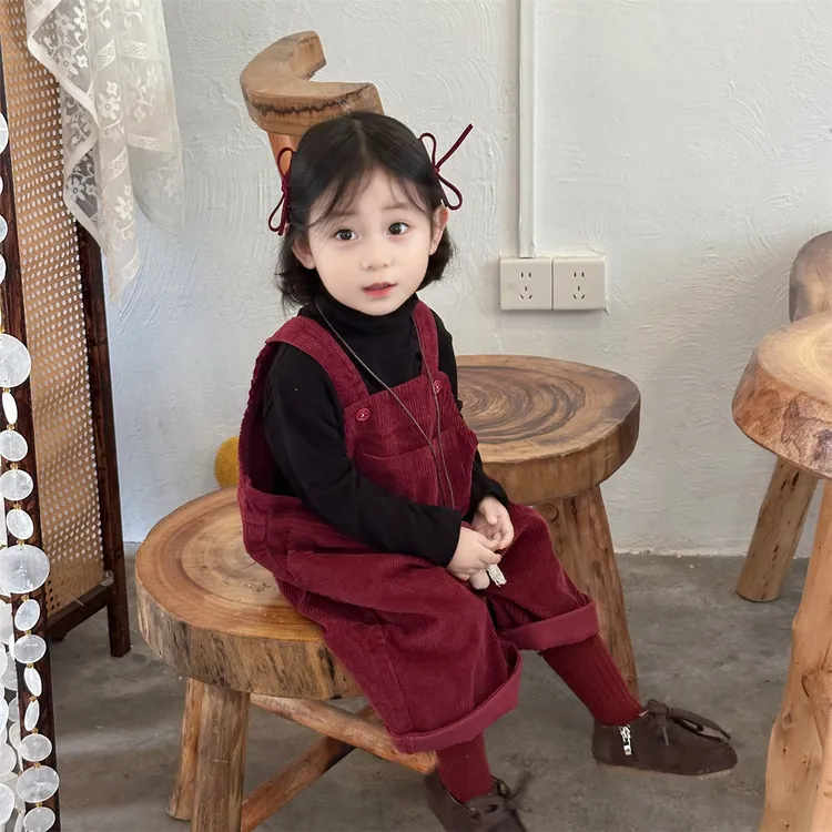 儿童背带裤春秋2025新款男女童灯芯绒裤子韩版百搭洋气宝宝连体裤