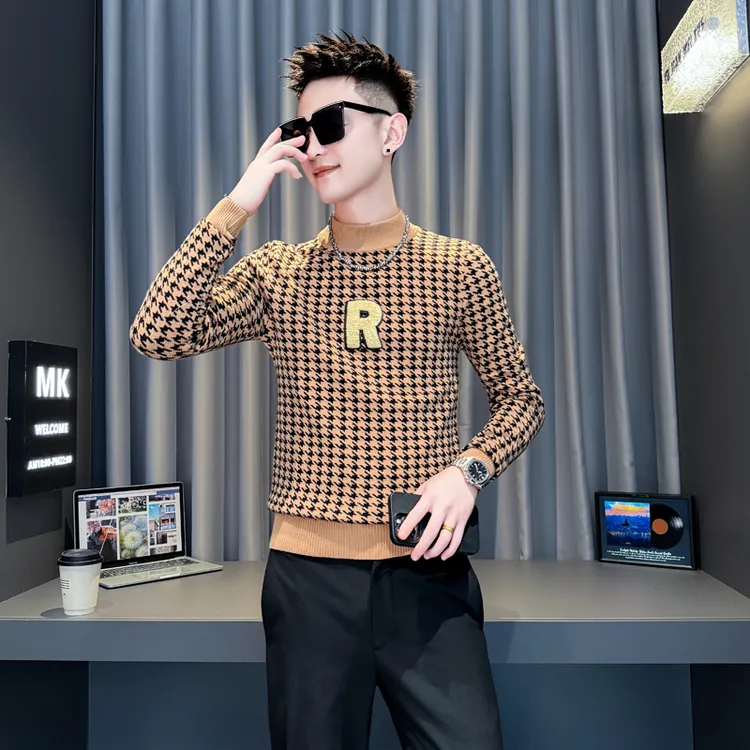 半高领毛衣男款秋冬季线衣2025新款男生衣服高级感潮牌打底针织衫