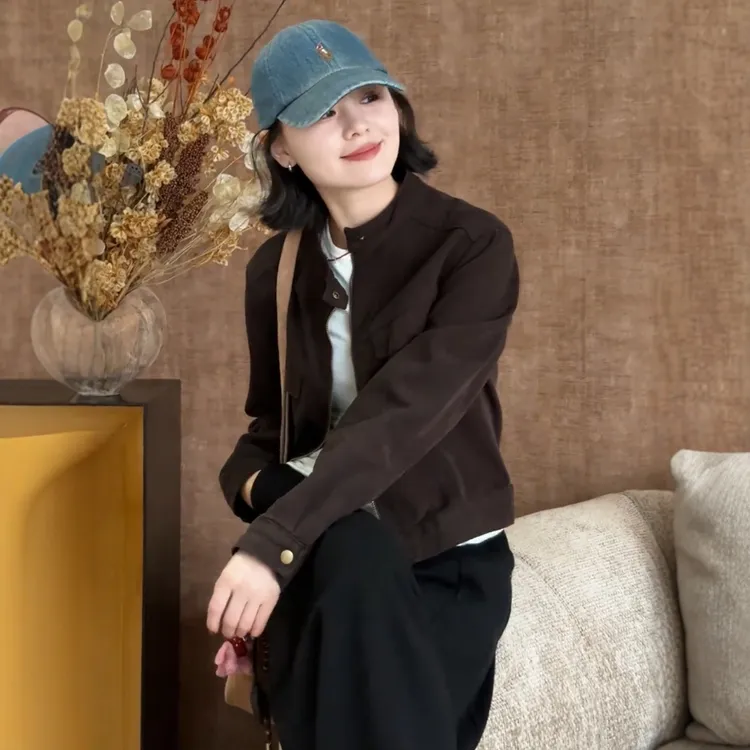 爆款设计感立领短款牛仔外套女装2025秋季流行超好看休闲夹克上衣