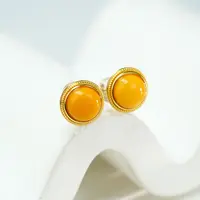 【小北好物】S925银蜜蜡耳钉约8mm【多样性发一件】2QH03X968