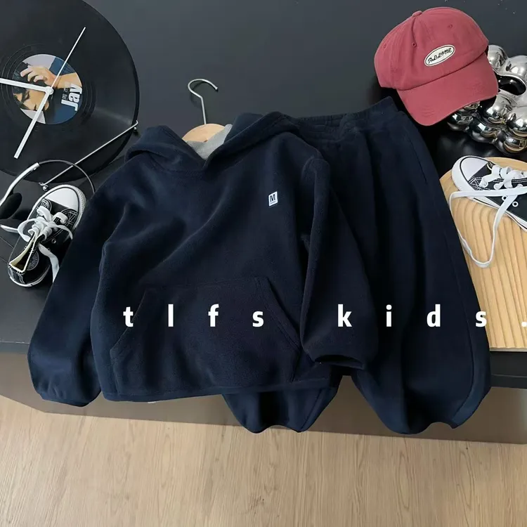 童例「25482奥利绒M标套装」秋冬儿童休闲百搭长裤套头百搭男女童潮