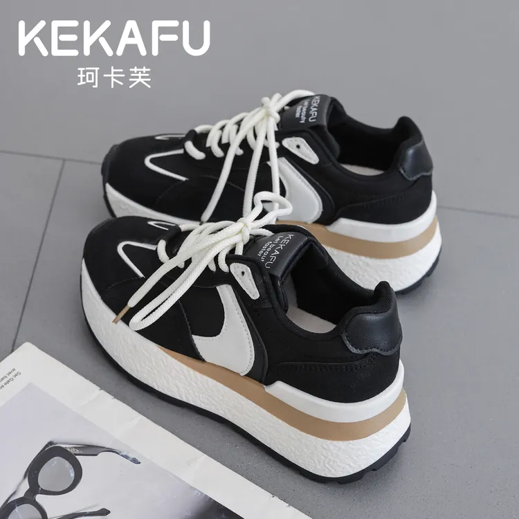 KEKAFU/珂卡芙阿甘鞋女2025秋百搭厚底休闲板鞋流光风运动老爹鞋