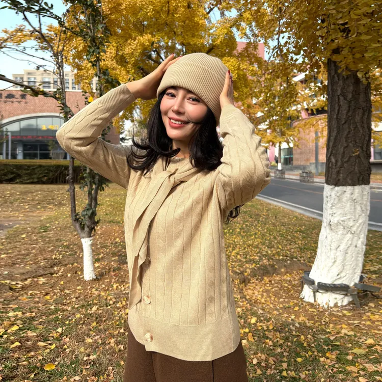 辽锦柞蚕丝针织帽纯色保暖秋冬抗风防寒时尚百搭