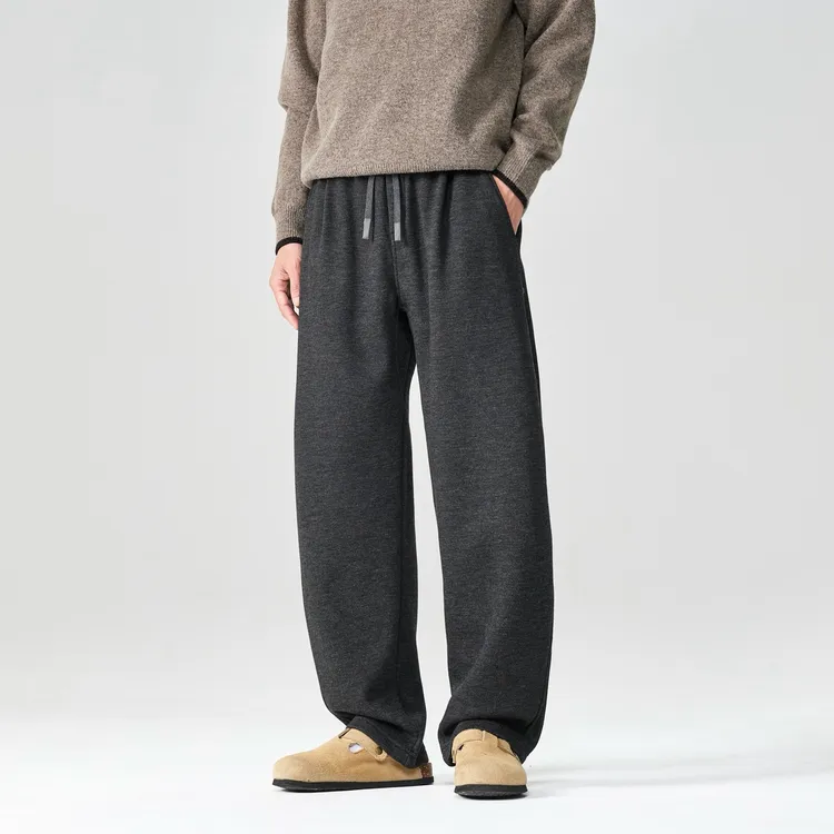 大码裤子男款秋冬款高级感男装胖子绵羊毛加绒加厚休闲宽松直筒胖