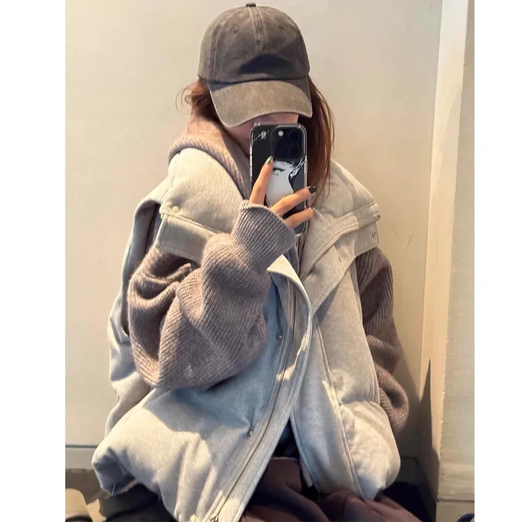 羽绒马甲女2025秋冬新款外穿针织保暖加厚白鸭绒背心坎肩马夹外套