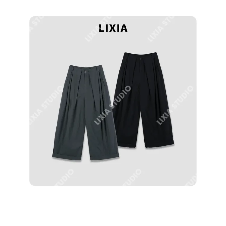 LIXIA【风吟】早秋纯棉街头随意慵懒感透气气球吊腿九分裤-D8803