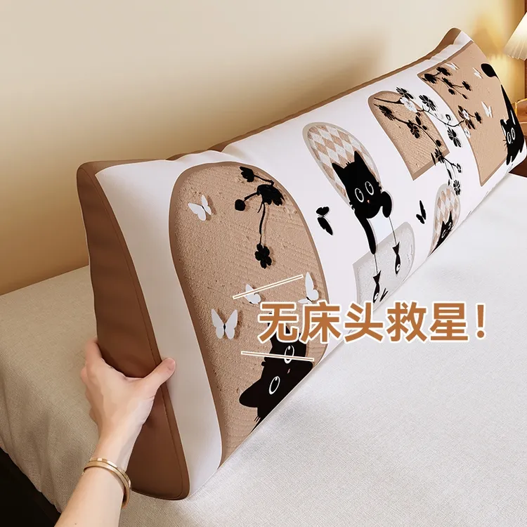 美世达中古风床头软包三角大靠背榻榻米无床头猫咪靠垫高级可拆洗